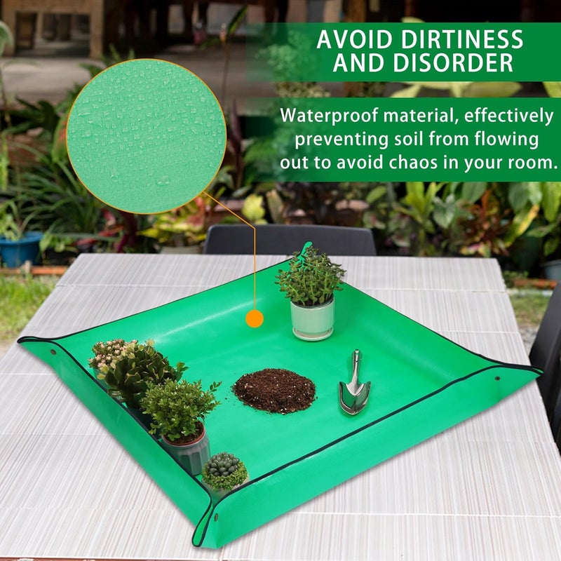 WondMall 26.8" x 26.8" Plant Repotting Mat Waterproof Transplanting Mat Indoor Succulent Potting Mat Portable Gardening Watering mat Square and Foldable Garden mat - Image 4